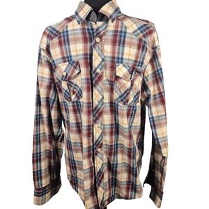 Eighty Eight Button Down Shirt Mens Large Multicolor Western Plaid Cotton